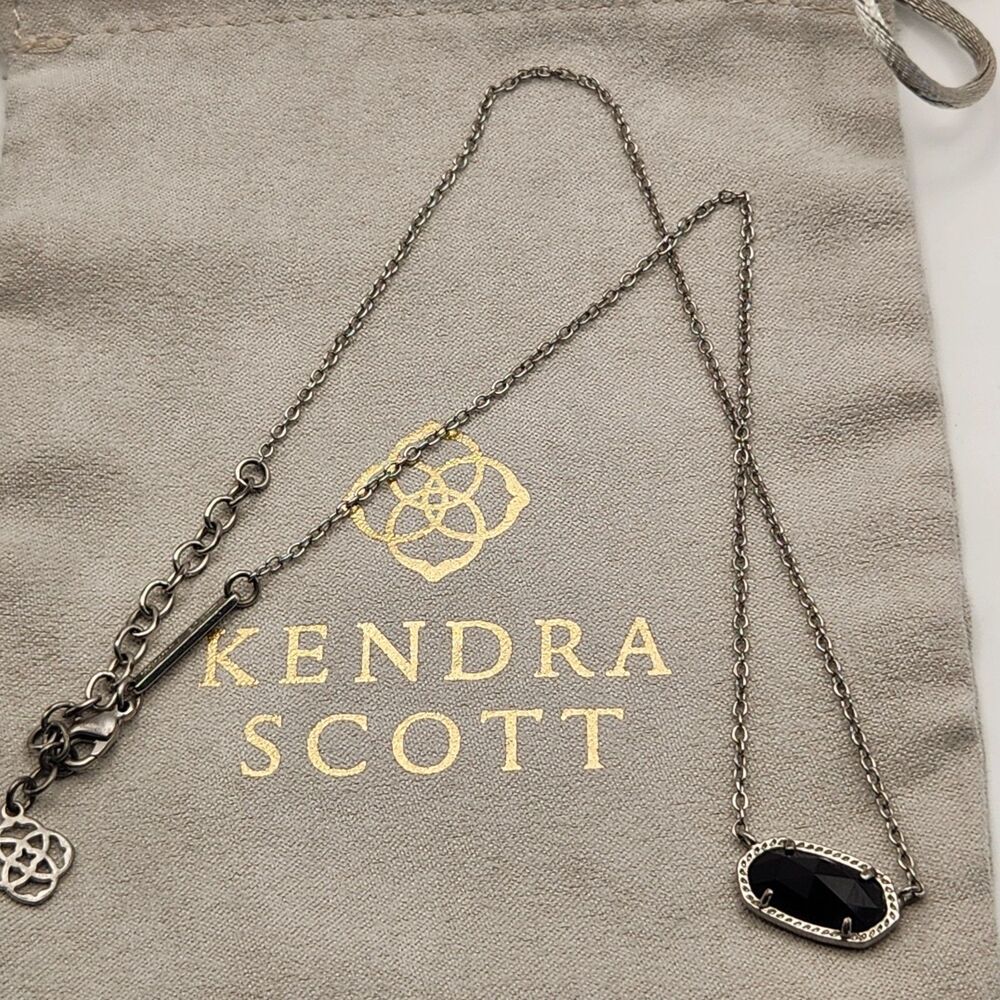 Kendra Scott Elisa Silver Pendant Necklace in Black #6 - Picture 5 of 5